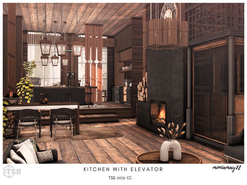 Stunning Dark Wooden Kitchen Design 11 sims 4 cc dark big wooden kitchen 4