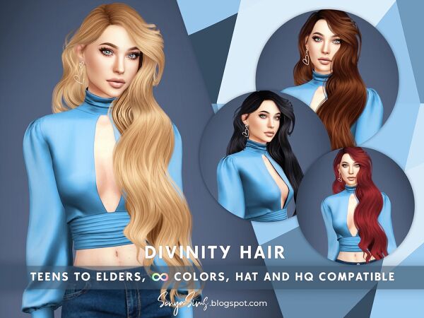 Divinity Hair: Super Long Waves 1 Divinity Hair: Super Long Waves Sims 4 CC