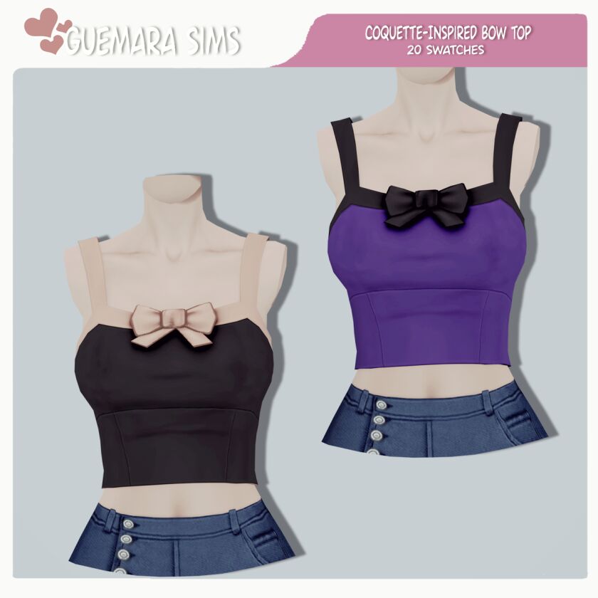 Chic Coquette-Inspired Bow Top for Sims 4 2 sims 4 cc download patreon early access 2
