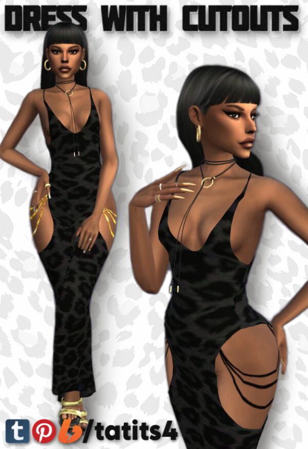Dress With Cutouts By Tati TS4 1 Dress With Cutouts By Tati TS4 Sims 4 CC