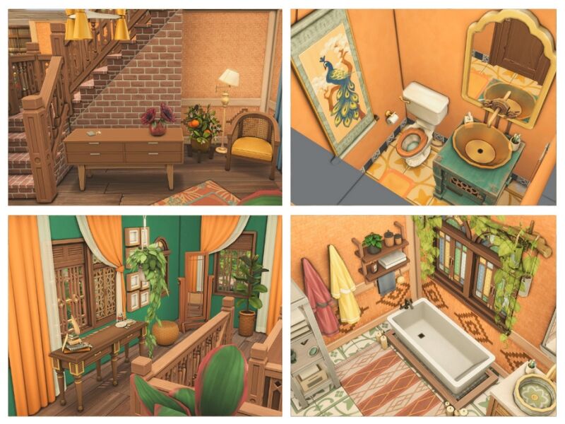 Exotic Orange | Spacious Home 7 sims 4 cc exotic orange home 4