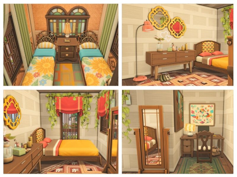 Exotic Orange | Spacious Home 6 sims 4 cc exotic orange home 6