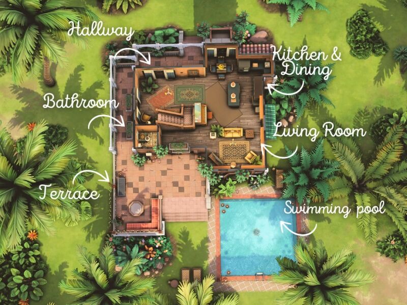 Exotic Orange | Spacious Home 5 sims 4 cc exotic orange home 8