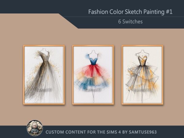 Fashion Color Sketch Painting #1 Extra A 1 Fashion Color Sketch Painting #1 Extra A Sims 4 CC
