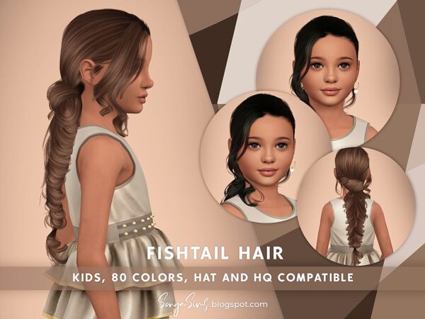 Fishtail Hair for Kids 1 Fishtail Hair for Kids Sims 4 CC
