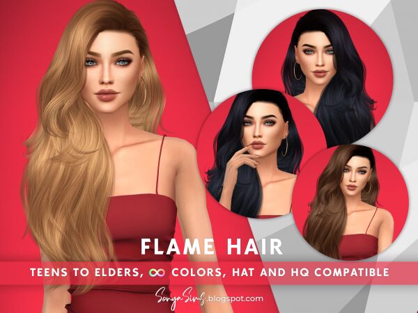 Flame Hair 1 Flame Hair Sims 4 CC