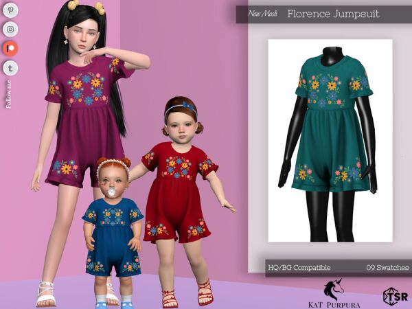 Florence Jumpsuit for Kids 1 Florence Jumpsuit for Kids Sims 4 CC