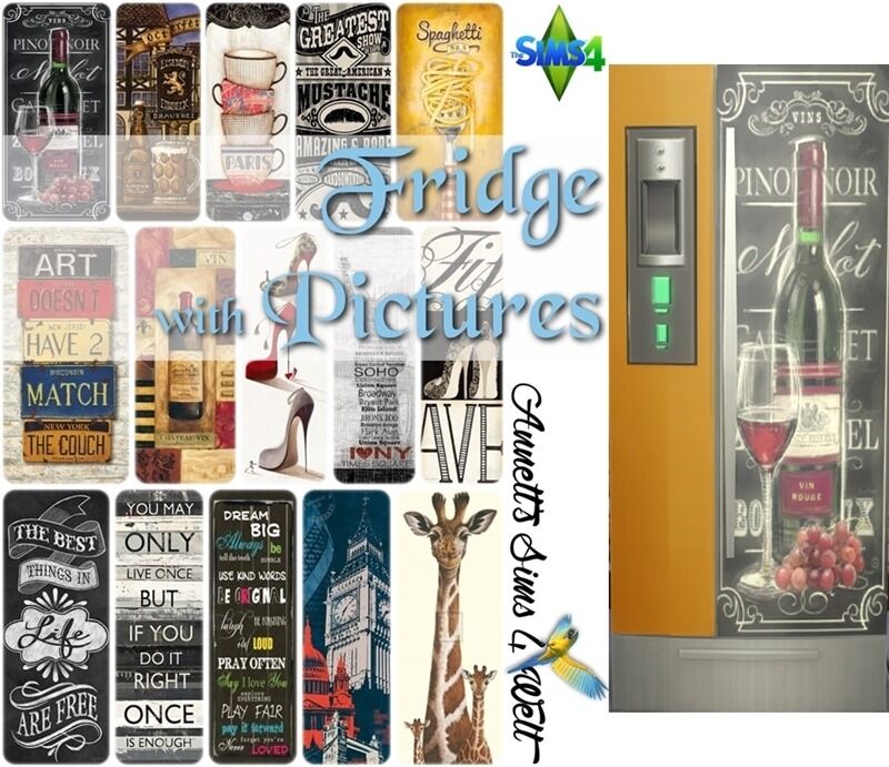 Fridge With Pictures 1 Fridge With Pictures Sims 4 CC