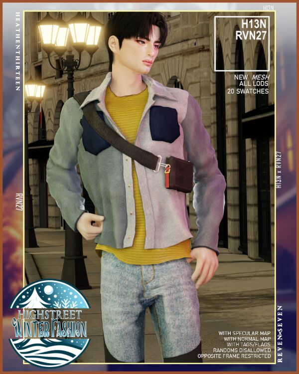 Stylish Wool Collared Peacoat Fanny Pack 1 Stylish Wool Collared Peacoat Fanny Pack Sims 4 CC