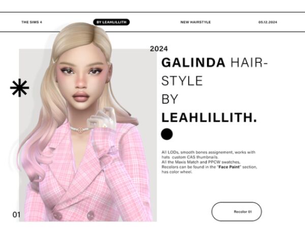 Galinda Hairstyle by Leahlillith 1 Galinda Hairstyle by Leahlillith Sims 4 CC