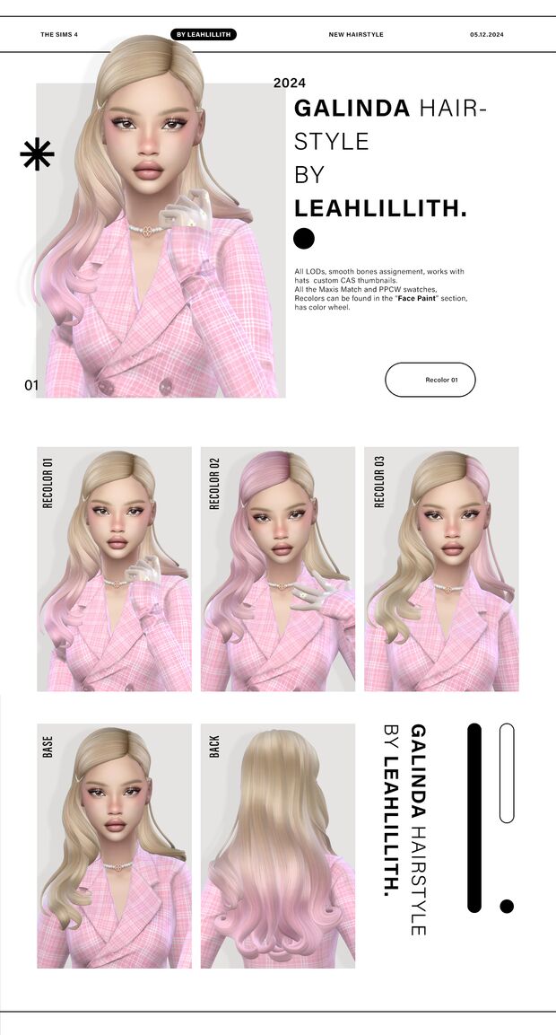 Galinda Hairstyle by Leahlillith 5 sims 4 cc galinda hairstyle by leahlillith 2