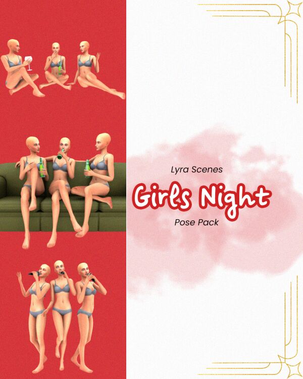 Girls Night Pose Pack 1 Girls Night Pose Pack Sims 4 CC
