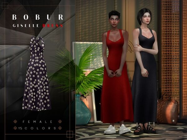 Giselle Midi Dress 1 Giselle Midi Dress Sims 4 CC