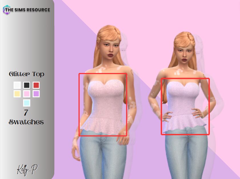 Sparkling Strapless Top 2 sims 4 cc glitter top 2