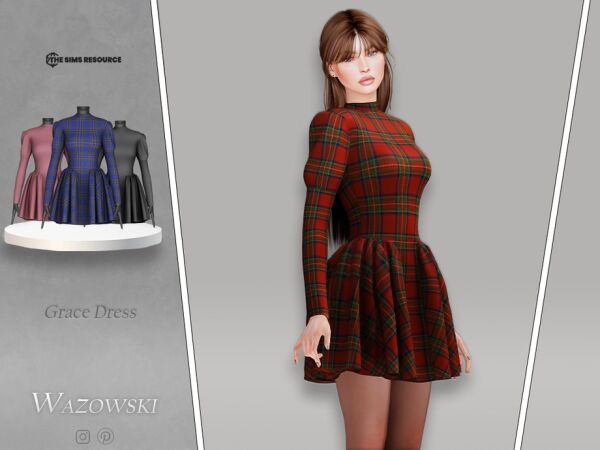 Grace Dress by _Wazowski_ 1 Grace Dress by _Wazowski_ Sims 4 CC