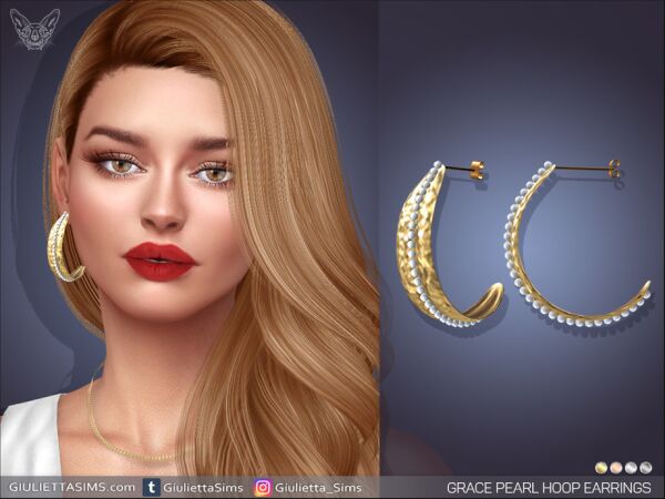 Elegant Grace Pearl Hoop Earrings 1 Elegant Grace Pearl Hoop Earrings Sims 4 CC