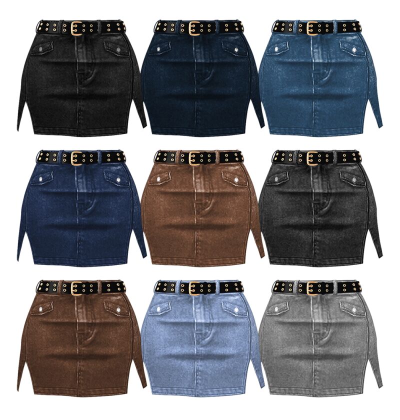 Griffith Belted Denim Skirt 2 sims 4 cc griffith belted denim skirt 2