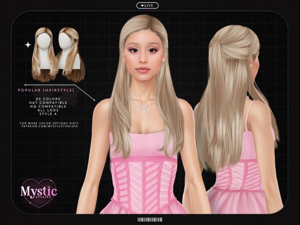 Hairstyle - Style A By Mystic Studios 1 Hairstyle – Style A By Mystic Studios Sims 4 CC