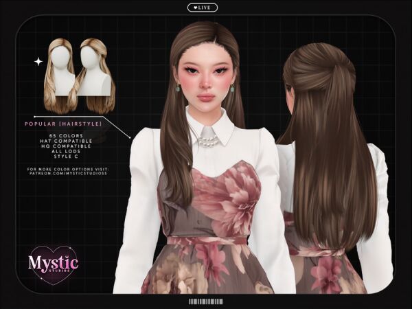 Hairstyle - Style C by Mystic Studios 1 Hairstyle – Style C by Mystic Studios Sims 4 CC
