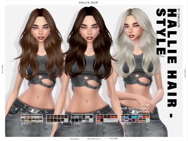 Hallie Hairstyle by Leah_Lillith 1 Hallie Hairstyle by Leah_Lillith Sims 4 CC