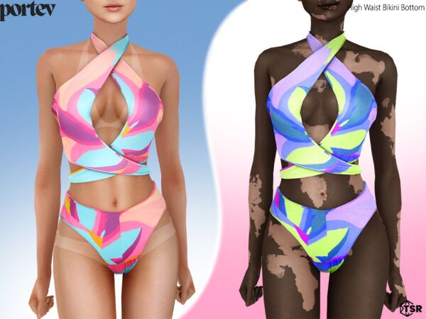 Chic Halter Neck Bikini Top 2 sims 4 cc halter neck bikini top by portev 2
