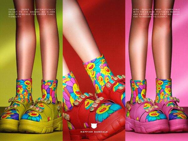 Happier Sandals by Madcat 1 Happier Sandals by Madcat Sims 4 CC