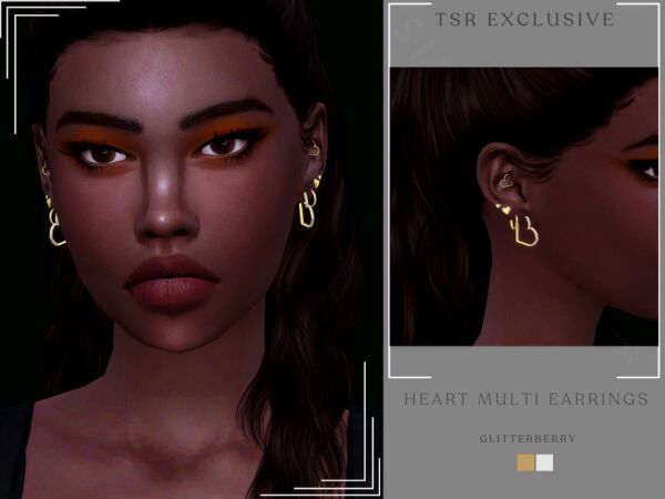 Heart Multi Earrings By Glitterberryfly 1 Heart Multi Earrings By Glitterberryfly Sims 4 CC