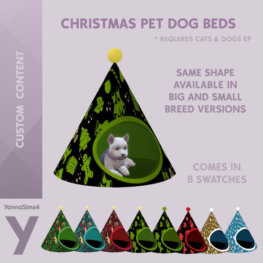 Festive Christmas Tree-Shaped Dog Beds for Your Sims 1 Festive Christmas Tree-Shaped Dog Beds for Your Sims Sims 4 CC