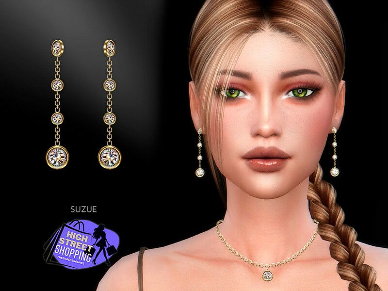 Stylish Jewel Earrings by Suzue 1 Stylish Jewel Earrings by Suzue Sims 4 CC