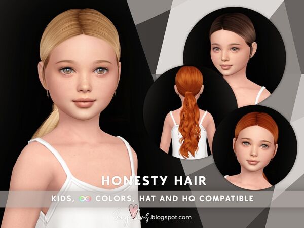 Curly Ponytail for Kids 1 Curly Ponytail for Kids Sims 4 CC