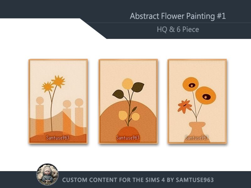 Stunning HQ Abstract Flower Painting for Your Space 2 sims 4 cc hq abstract flower painting 1 extra a samtuse963 by samtuse963 2