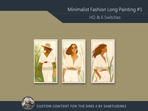 Stunning Minimalist Long Painting for Your Space 1 Stunning Minimalist Long Painting for Your Space Sims 4 CC