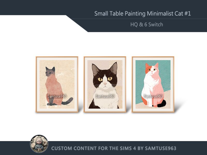 Minimalist Cat Painting for Your Decor 2 sims 4 cc hq small table painting minimalist cat 1 by samtuse963 2