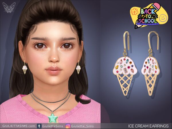 Adorable Ice Cream Earrings for Kids 1 Adorable Ice Cream Earrings for Kids Sims 4 CC