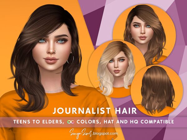 Stylish Journalist Hair for Sims 1 Stylish Journalist Hair for Sims Sims 4 CC