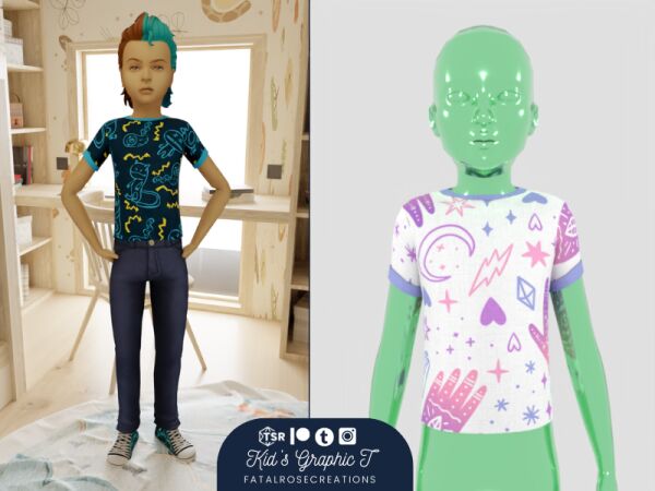 Unisex Kid's Graphic T-shirt 1 Unisex Kid’s Graphic T-shirt Sims 4 CC