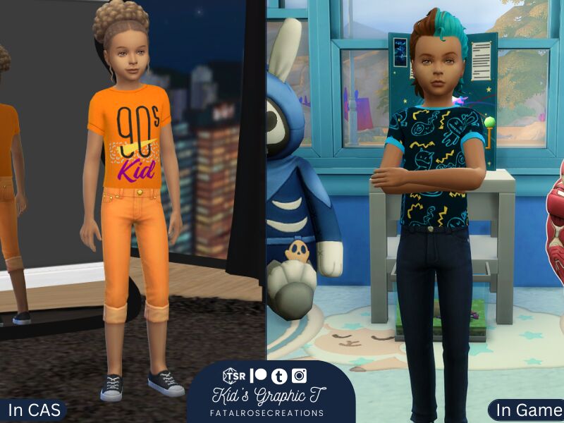 Unisex Kid's Graphic T-shirt 2 sims 4 cc kids graphic t 2