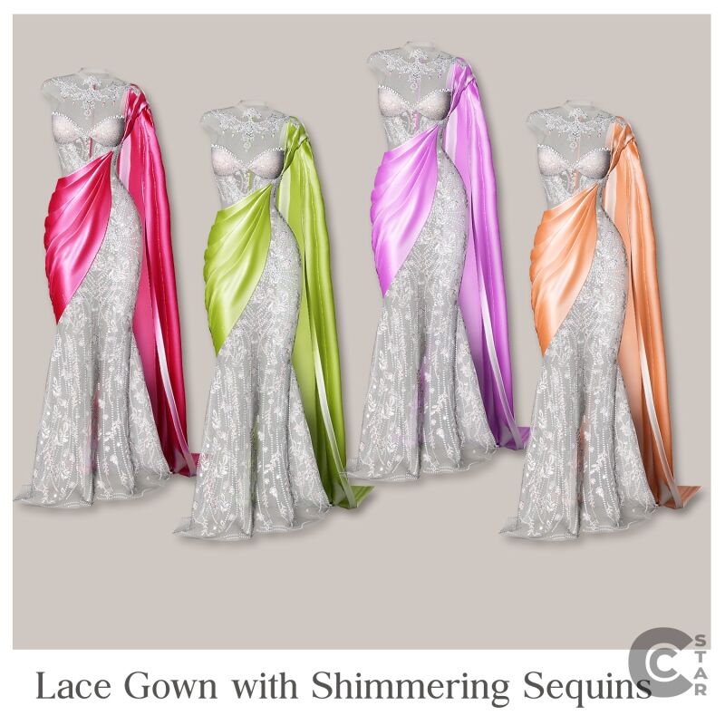Stunning Lace Gown with Sequins 3 sims 4 cc lace gown with shimmering sequins 2