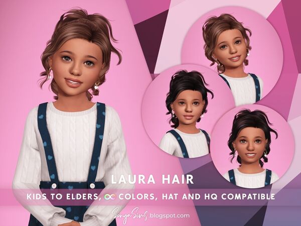 Laura Hair for Kids (Bangs Included) 1 Laura Hair for Kids (Bangs Included) Sims 4 CC