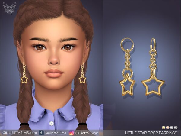 Little Star Drop Earrings for Kids 1 Little Star Drop Earrings for Kids Sims 4 CC