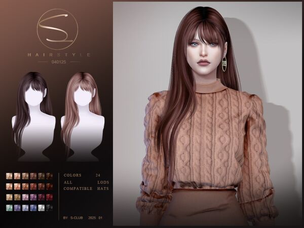 Stylish Long Hair with Bangs 1 Stylish Long Hair with Bangs Sims 4 CC