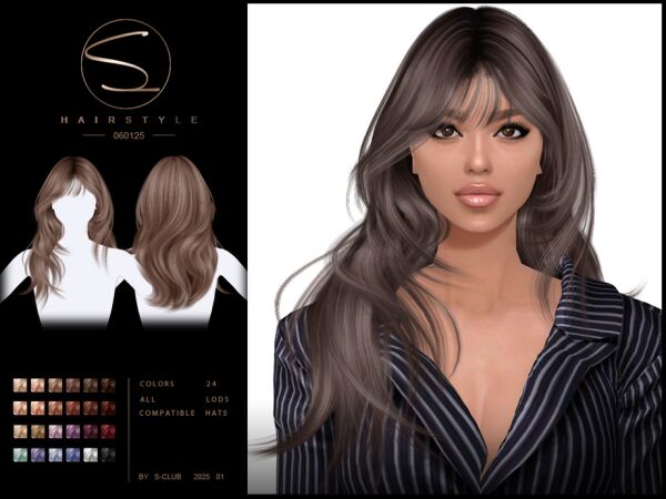 Stylish Long Hairstyle 060125 for Sims 1 Stylish Long Hairstyle 060125 for Sims Sims 4 CC