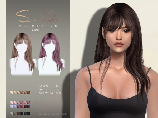 Long Straight Hair Amanda by S-Club 1 Long Straight Hair Amanda by S-Club Sims 4 CC