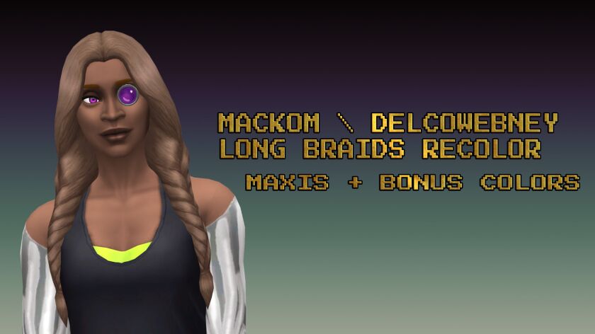 Stunning Recolor of Delcowebney Long Braids 1 Stunning Recolor of Delcowebney Long Braids Sims 4 CC