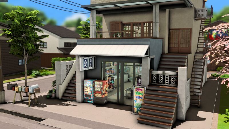 Manga Store + Apartments - A Unique Combo 8 sims 4 cc manga store apartments by plumbobkingdom 2