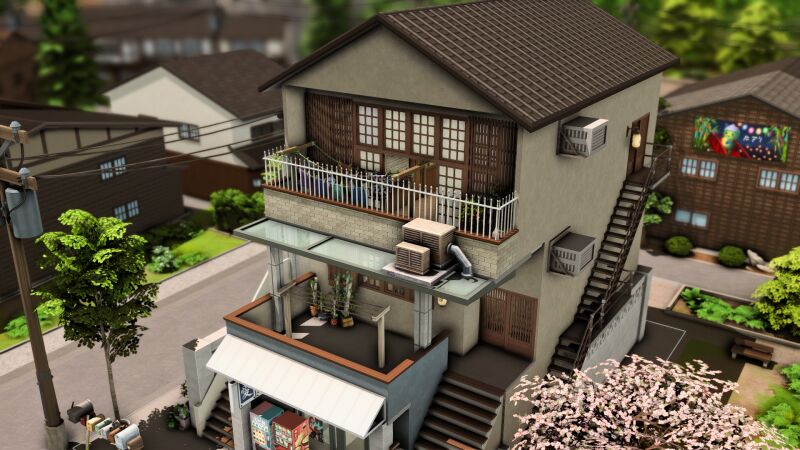 Manga Store + Apartments - A Unique Combo 7 sims 4 cc manga store apartments by plumbobkingdom 3