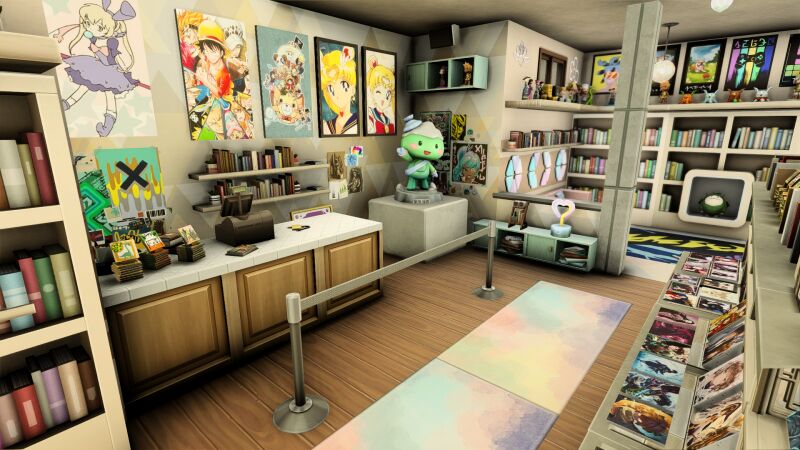 Manga Store + Apartments - A Unique Combo 3 sims 4 cc manga store apartments by plumbobkingdom 6