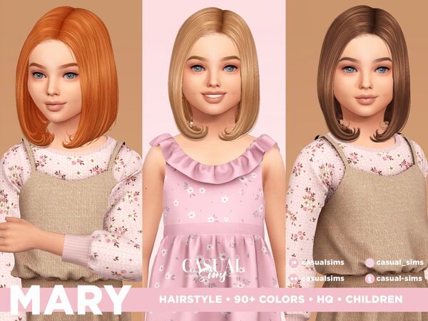 Mary Hairstyle for Children - No Bangs 1 Mary Hairstyle for Children – No Bangs Sims 4 CC