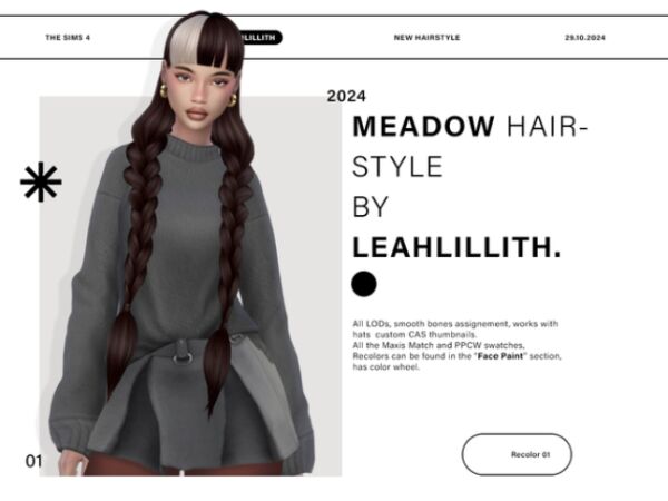Meadow Hairstyle by Leahlillith 1 Meadow Hairstyle by Leahlillith Sims 4 CC