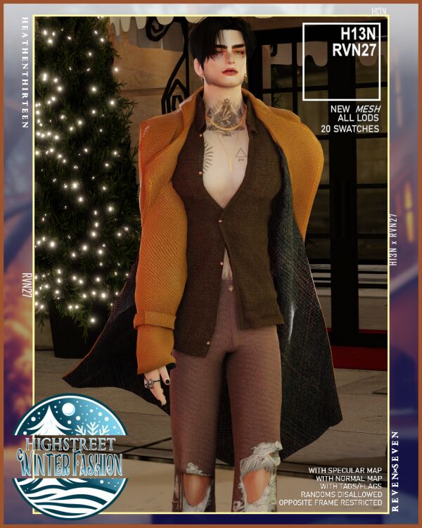 Men's Blown Up Winter Outerwear 1 Men’s Blown Up Winter Outerwear Sims 4 CC